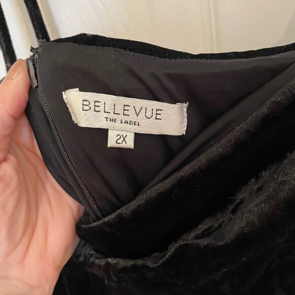 EUC Anthropologie Bellevue Tie Strap Black Crushed Velvet Wide Leg Jumpsuit - Picture 9 of 11